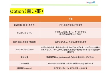 個性を引き出す多彩なオプション講座